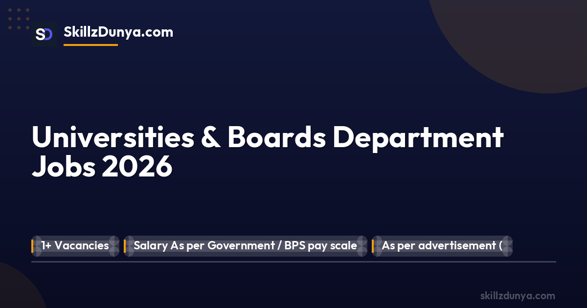 Official Department — Universities & Boards Department Jobs 2026 Pakistan 2026