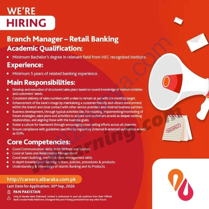Al-Baraka Bank Pan Pakistan Jobs 2026 — Official Newspaper Advertisement | SkillzDunya