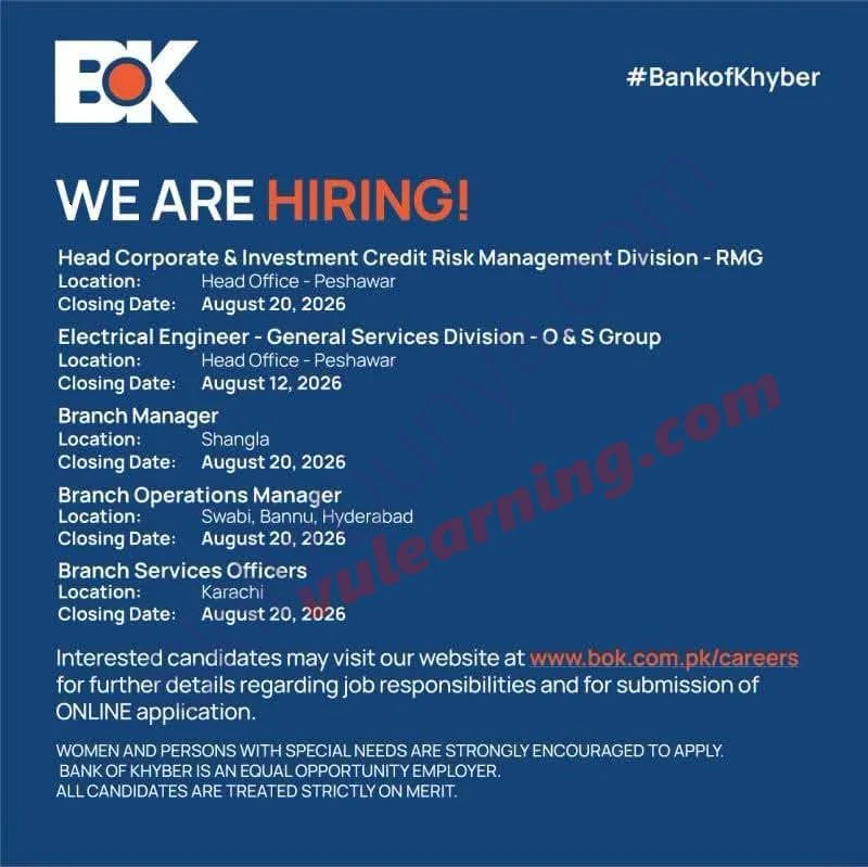 Bank of Khyber Jobs 2026 — Branch Services Officers, Branch Operations Managers — Official Newspaper Advertisement | SkillzDunya