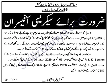 Board of Intermediate and Secondary Education Jobs 2026 — Secrecy Officers — Official Newspaper Advertisement | SkillzDunya