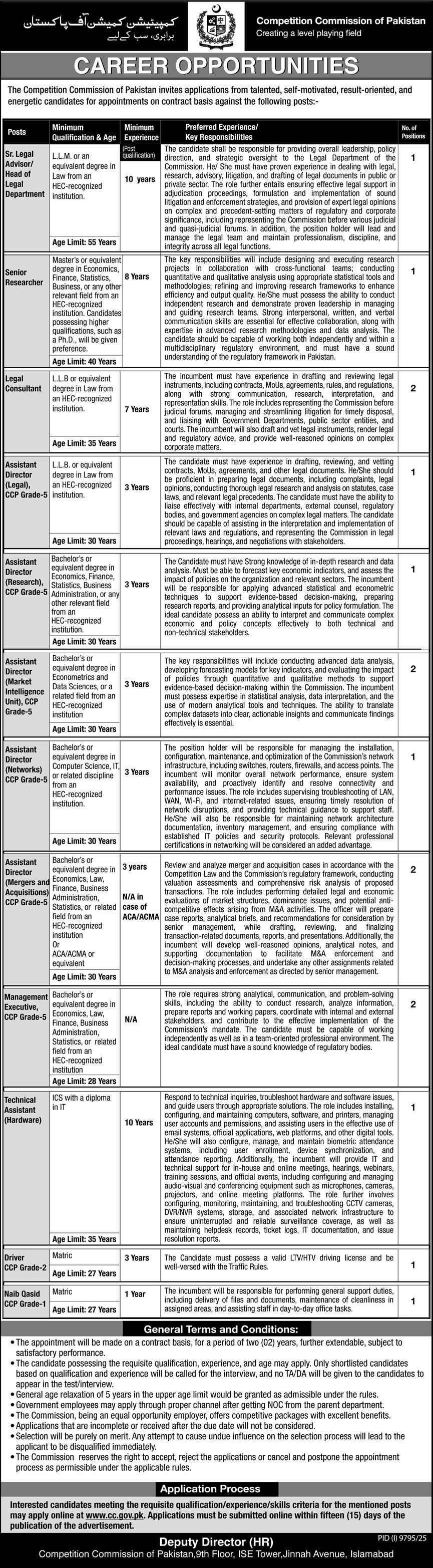 Competition Commission of (CCP) Jobs 2026 2026 — Official Newspaper Advertisement | SkillzDunya