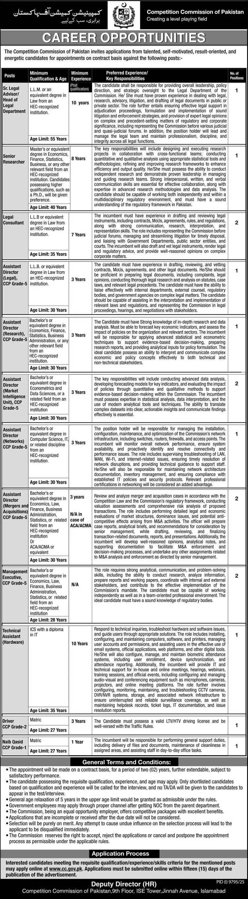 CCP — Competition Commission of Pakistan CCP Jobs 2026 - 16 Vacancies Pakistan 2026