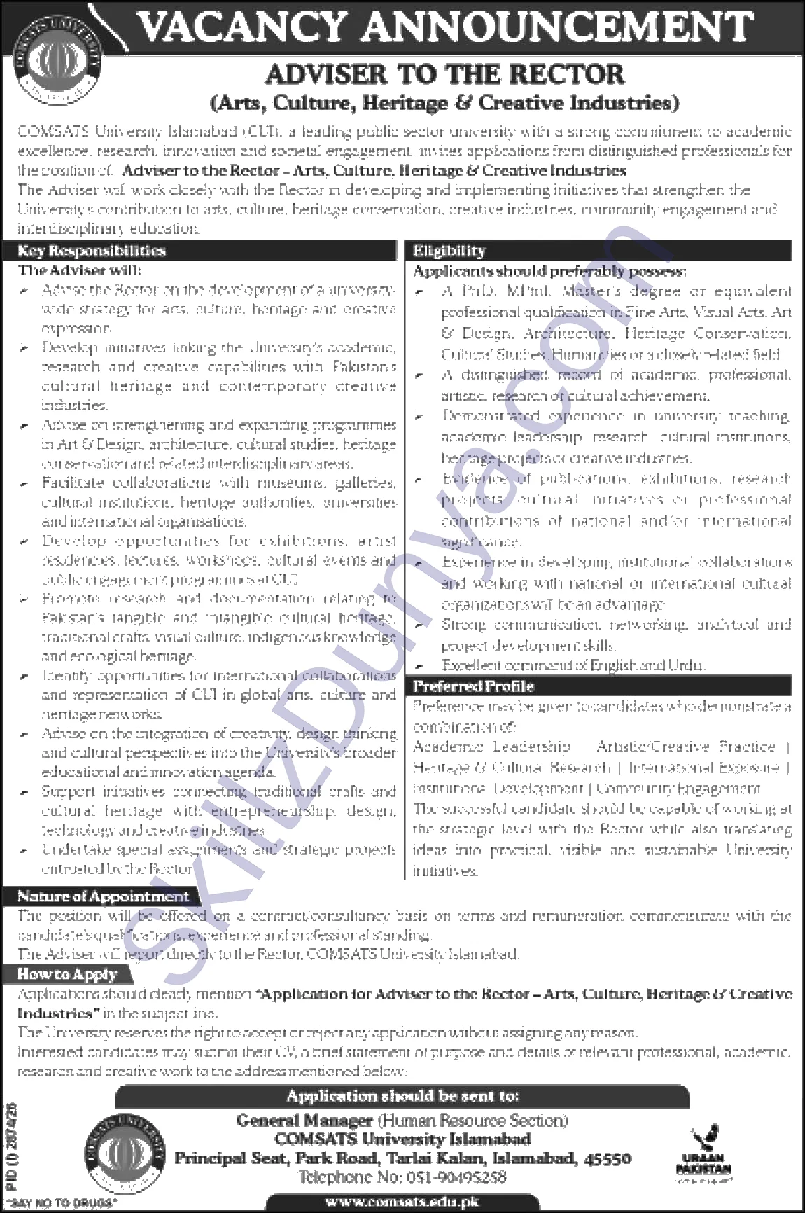 Comsats University Islamabad — COMSATS University Islamabad Jobs 2026 Pakistan