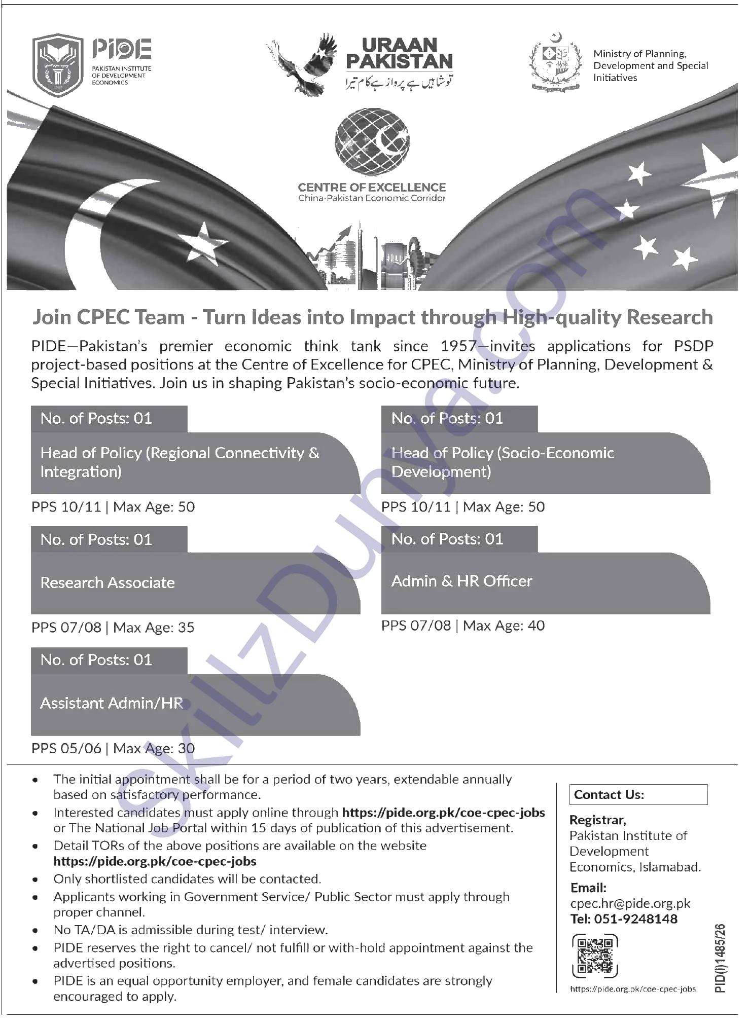 CPEC — CPEC Islamabad Jobs 2026 — Head Policy (Socio-Economic Development), Research Associate & 2 More Posts Pakistan