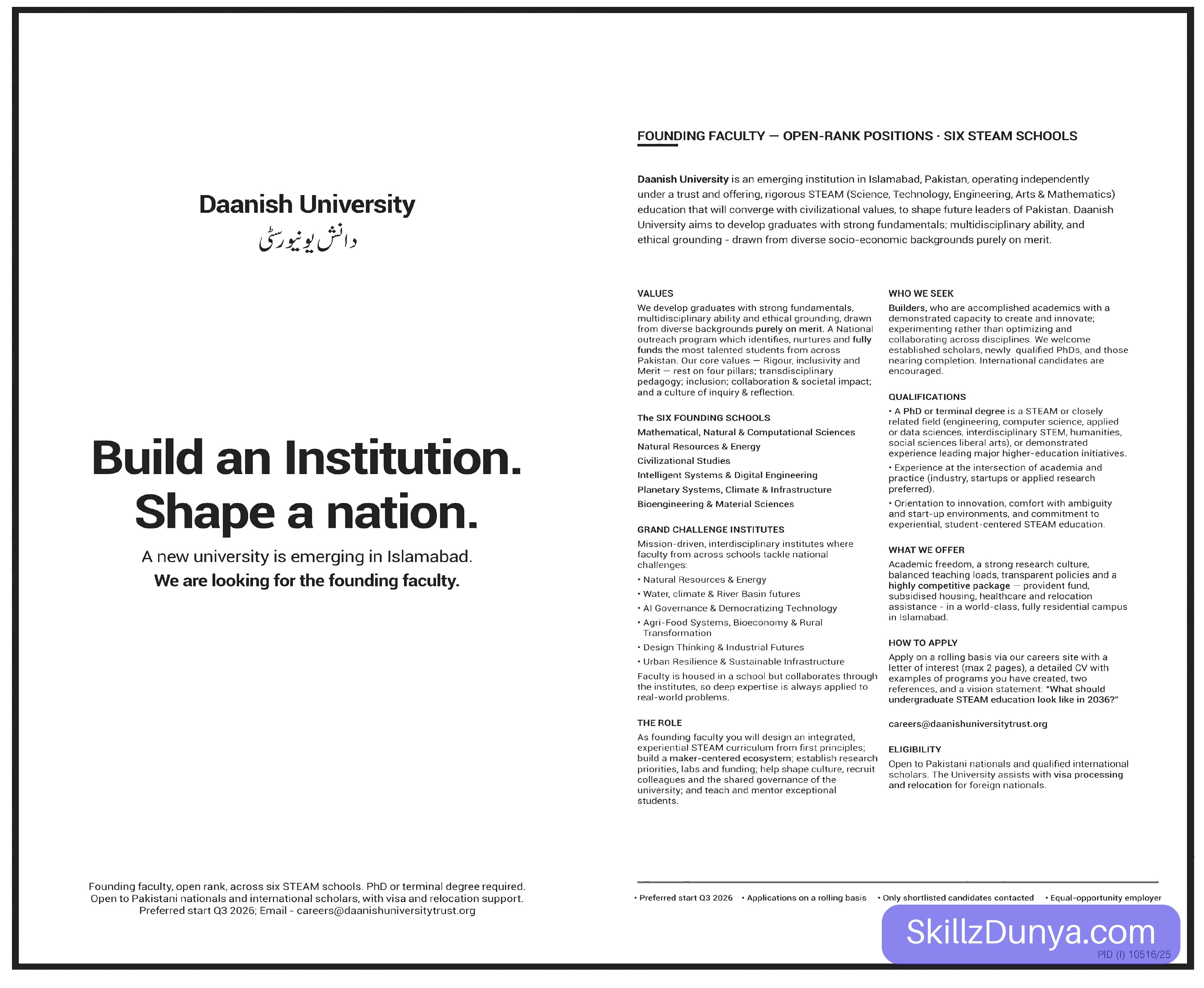 Daanish University Jobs 2026 2026 — Official Newspaper Advertisement | SkillzDunya
