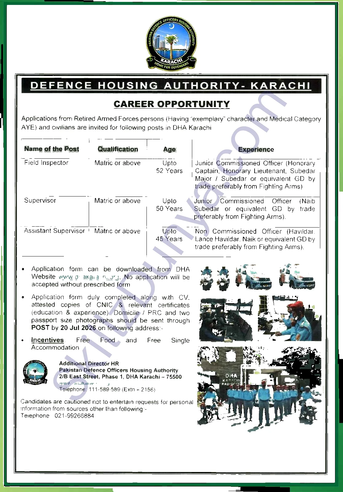 Defence Housing Authority (DHA) Jobs 2026 — Supervisors, Assistant Supervisors, Field Inspectors — Official Newspaper Advertisement | SkillzDunya