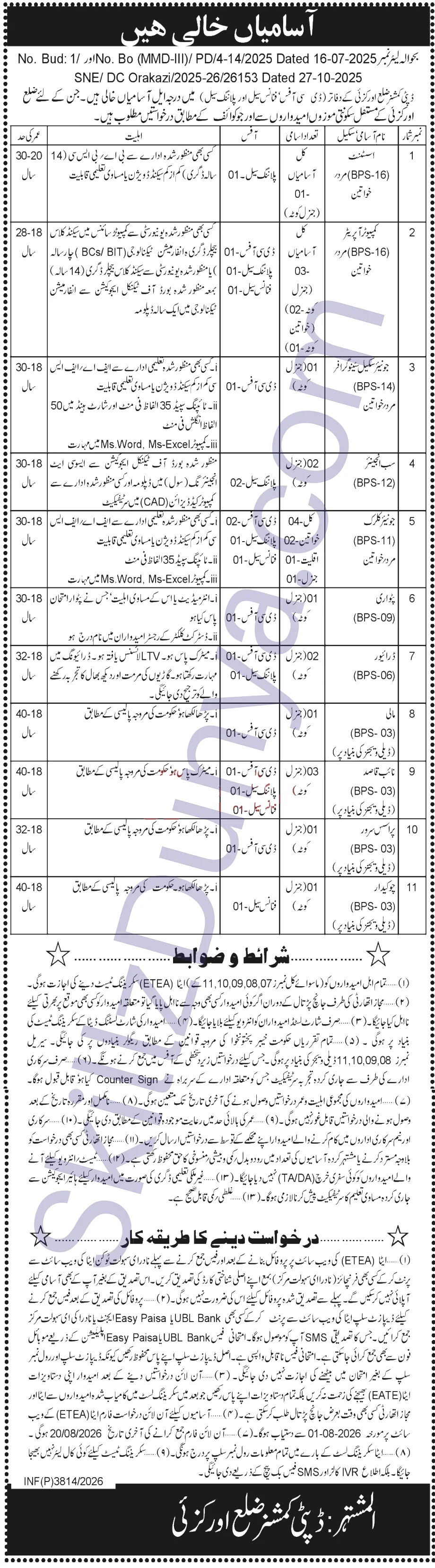 Deputy Commissioner Office (DCO) Jobs 2026 — Computer Operators, Jr Clerks & 2 More Posts — Official Newspaper Advertisement | SkillzDunya