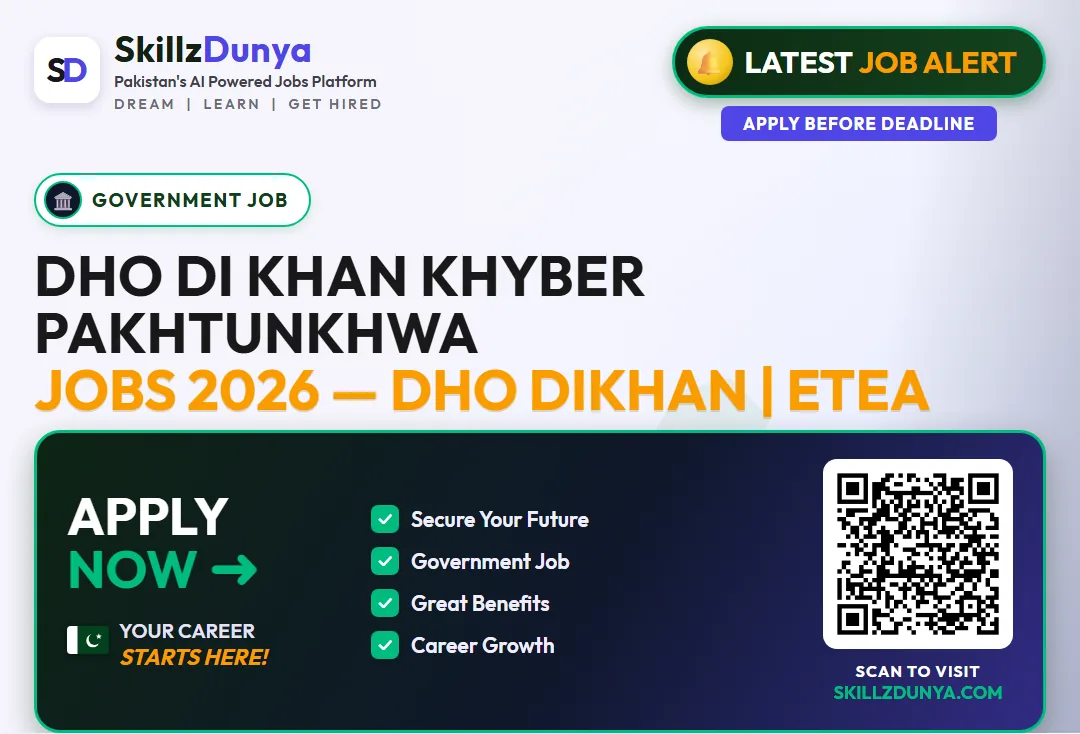 DHO DI Khan Khyber Pakhtunkhwa Jobs 2026 — DHO DIKhan | ETEA — Official Newspaper Advertisement | SkillzDunya