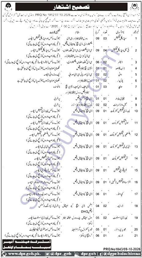 District Health Office Lasbela At Uthal — District Health Office Lasbela at Uthal Jobs 2026 — Female Medical Technician, Medical Technician & 19 More Posts Pakistan