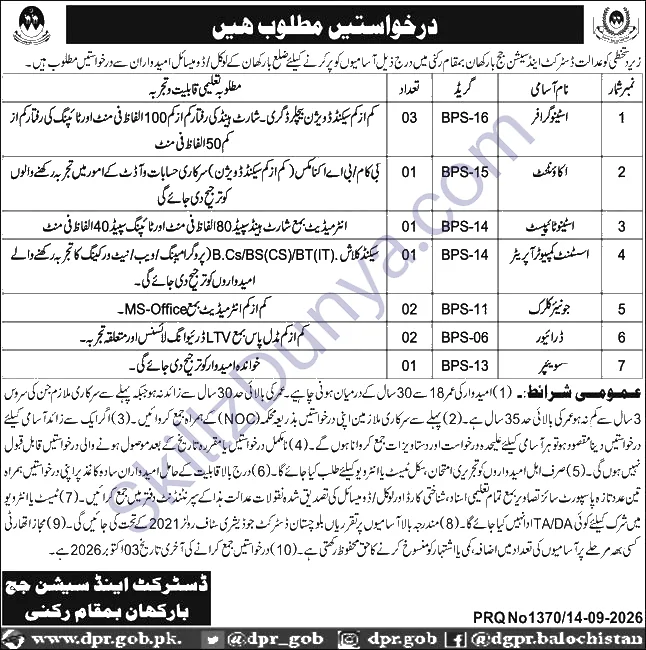 District Judiciary Swabi — District Judiciary Swabi Barkhan Jobs 2026 — Stenographer, Junior Clerk & 5 More Posts Pakistan