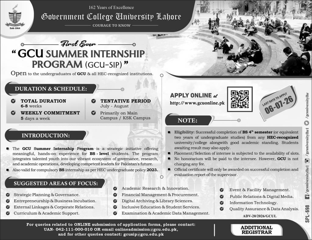 Government College University — Government College University Lahore Jobs 2026 Pakistan