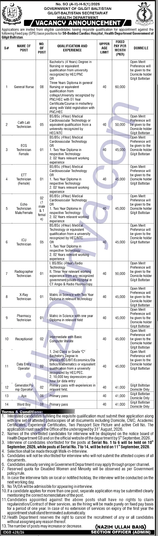 Government Health Department Jobs 2026 — Data Entry Operators, Ward Boys & 4 More Posts — Official Newspaper Advertisement | SkillzDunya