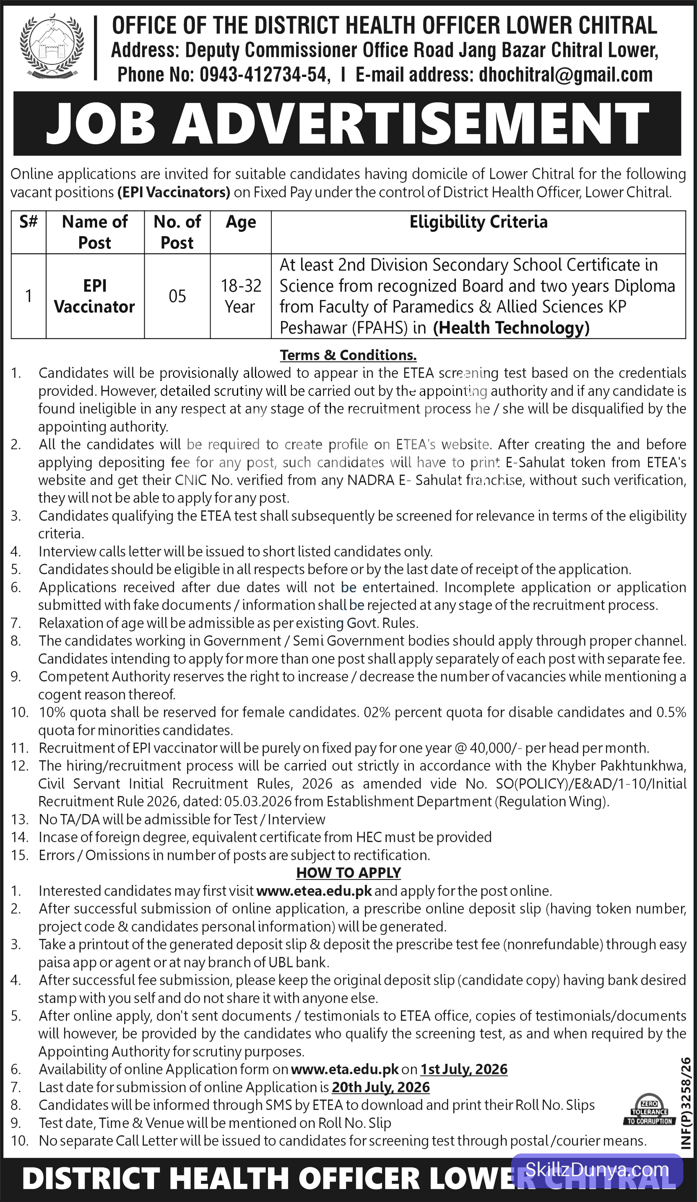 Health Department Jobs 2026 2026 — Official Newspaper Advertisement | SkillzDunya