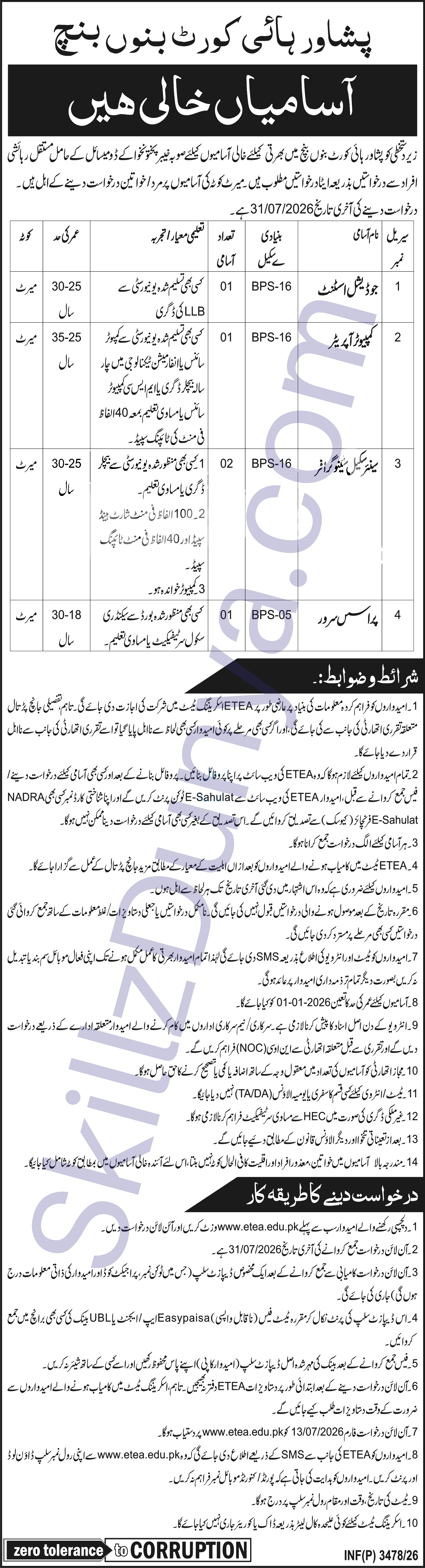 High Commission Peshawar Jobs 2026 — Computer Operator — Official Newspaper Advertisement | SkillzDunya
