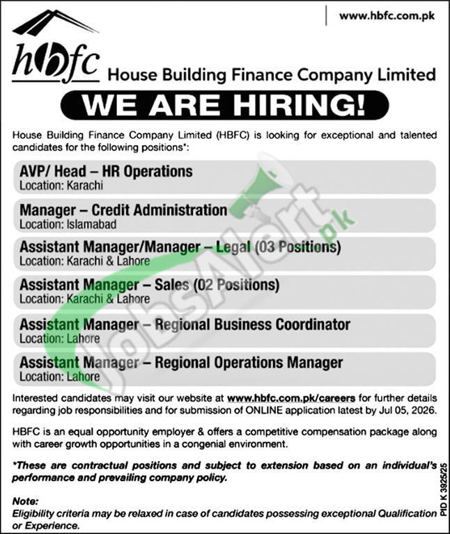 House Building Finance Company Limited (HBFC) Jobs 2026 2026 — Official Newspaper Advertisement | SkillzDunya