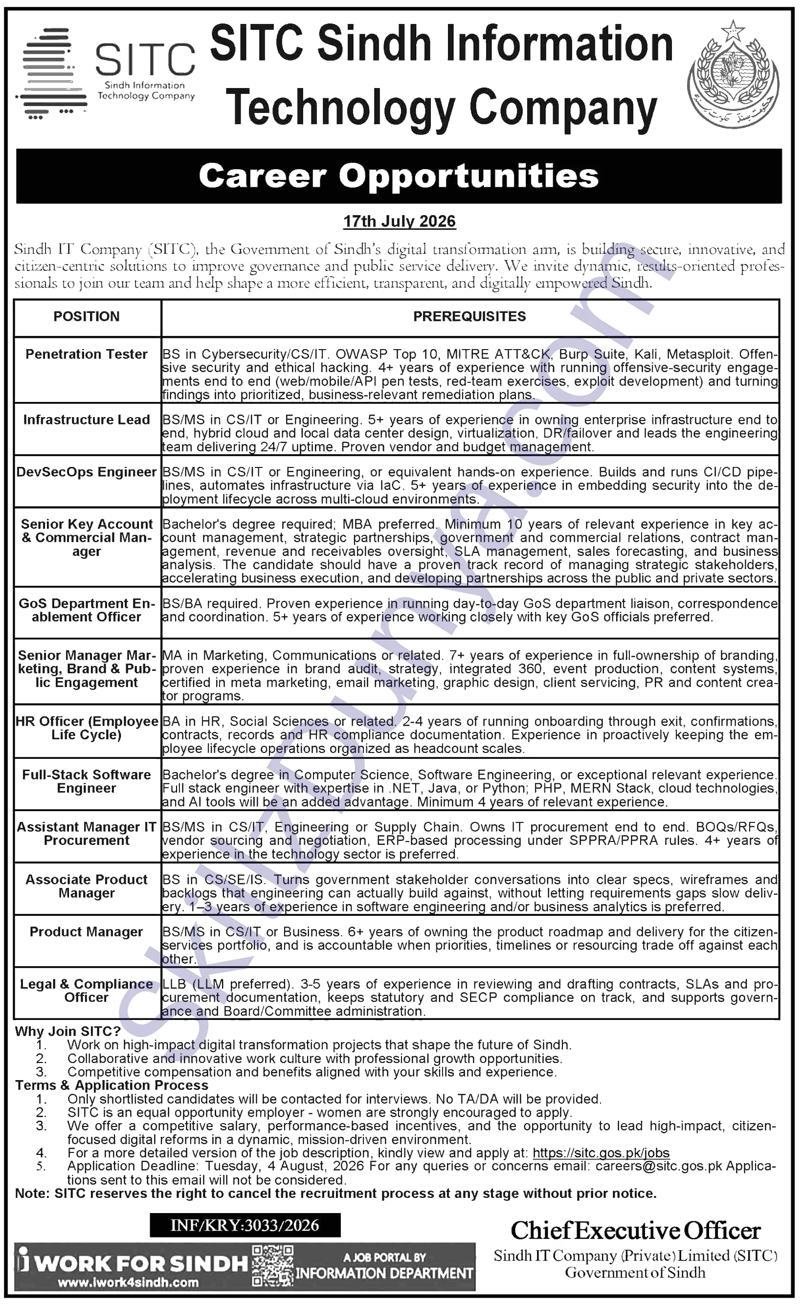 Information Technology University (ITU) Jobs 2026 — Penetration Tester, Infrastructure Lead & 9 More Posts — Official Newspaper Advertisement | SkillzDunya