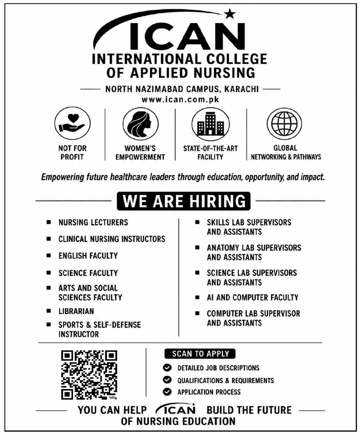 International College Of Applied Nursing — International College of Applied Nursing Jobs 2026 — Nursing Lecturers, Clinical Nursing Instructors, English Faculty Pakistan 2026