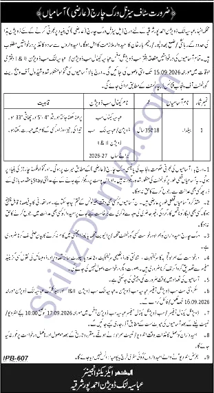 Irrigation Department Abbasia Link Division Ahmedpur East Jobs 2026 — Beldar — Official Newspaper Advertisement | SkillzDunya