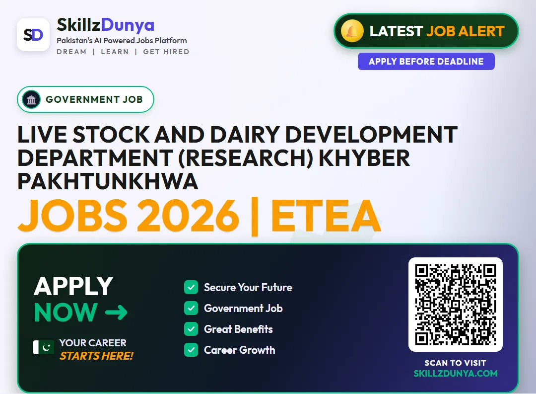 Live stock and Dairy Development Department (Research) Khyber Pakhtunkhwa Jobs 2026 | ETEA — Official Newspaper Advertisement | SkillzDunya