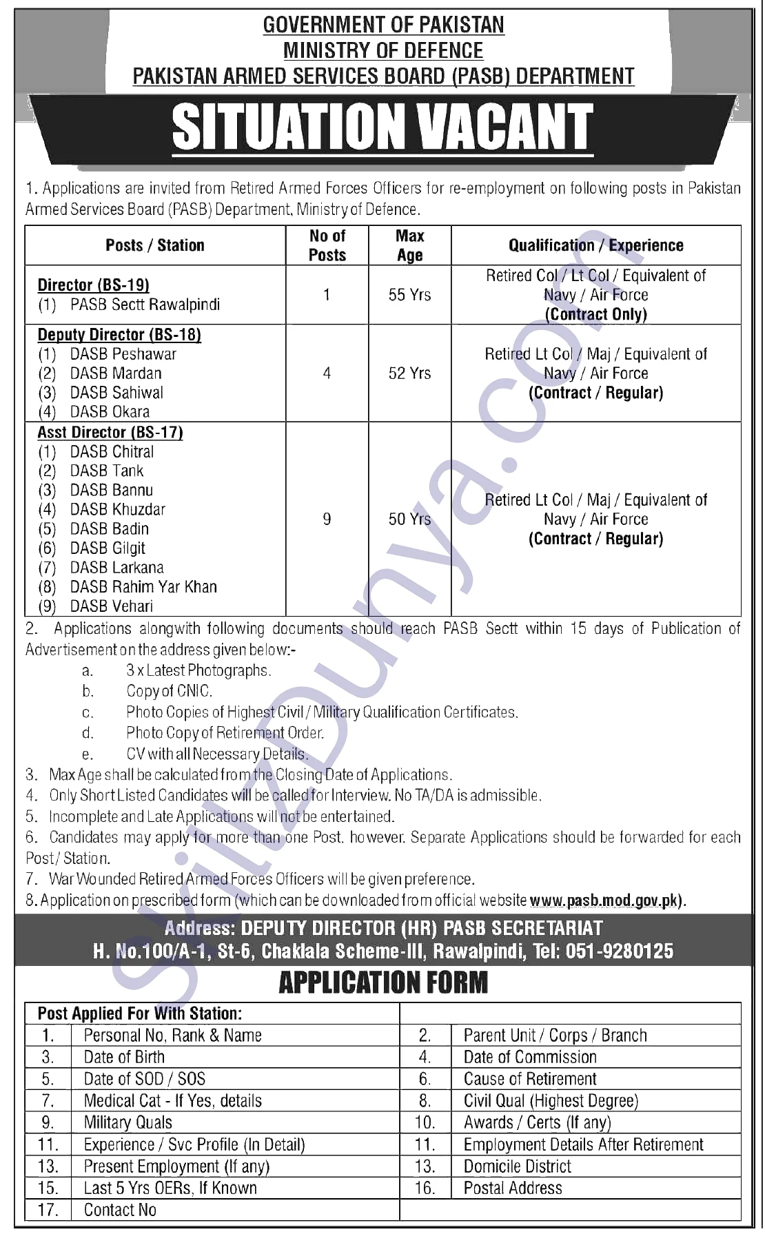 Ministry Of Defence (MOD) Jobs 2026 — Asst Director (BS-17), Deputy Director (BS-18), Director (BS-19) — Official Newspaper Advertisement | SkillzDunya