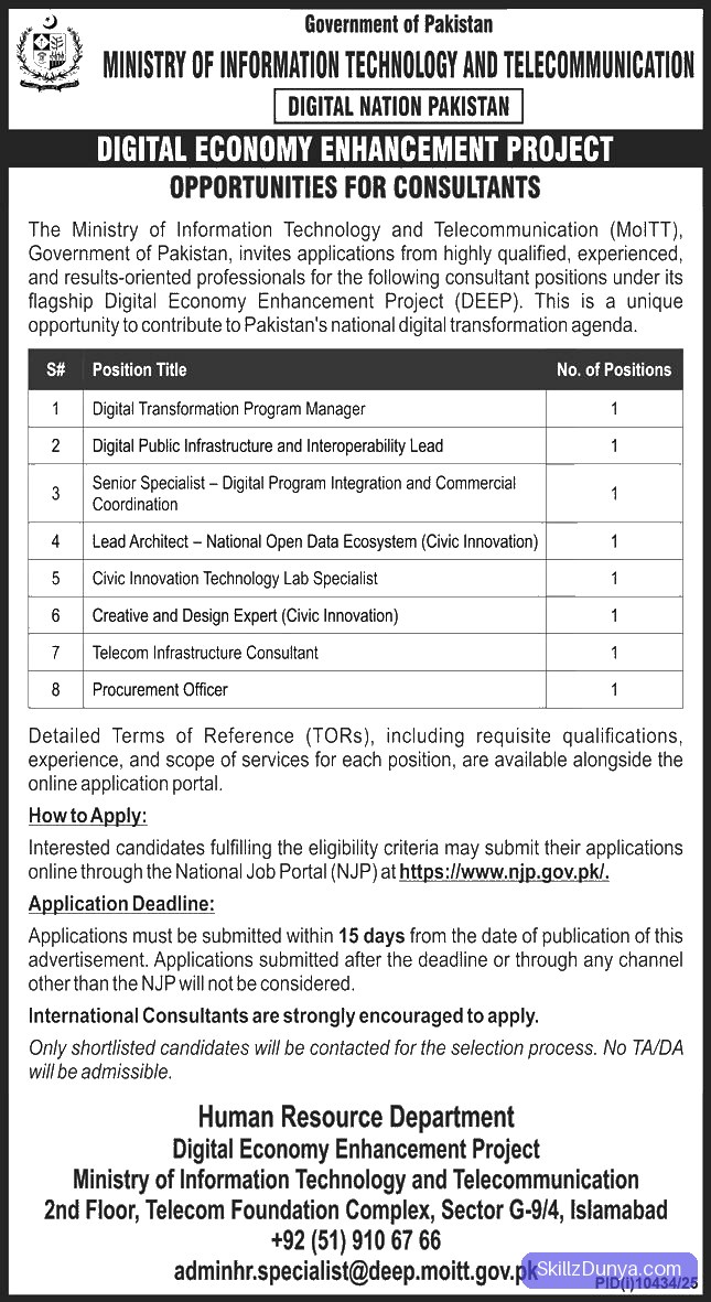 Ministry of IT & Telecom Jobs 2026 2026 — Official Newspaper Advertisement | SkillzDunya
