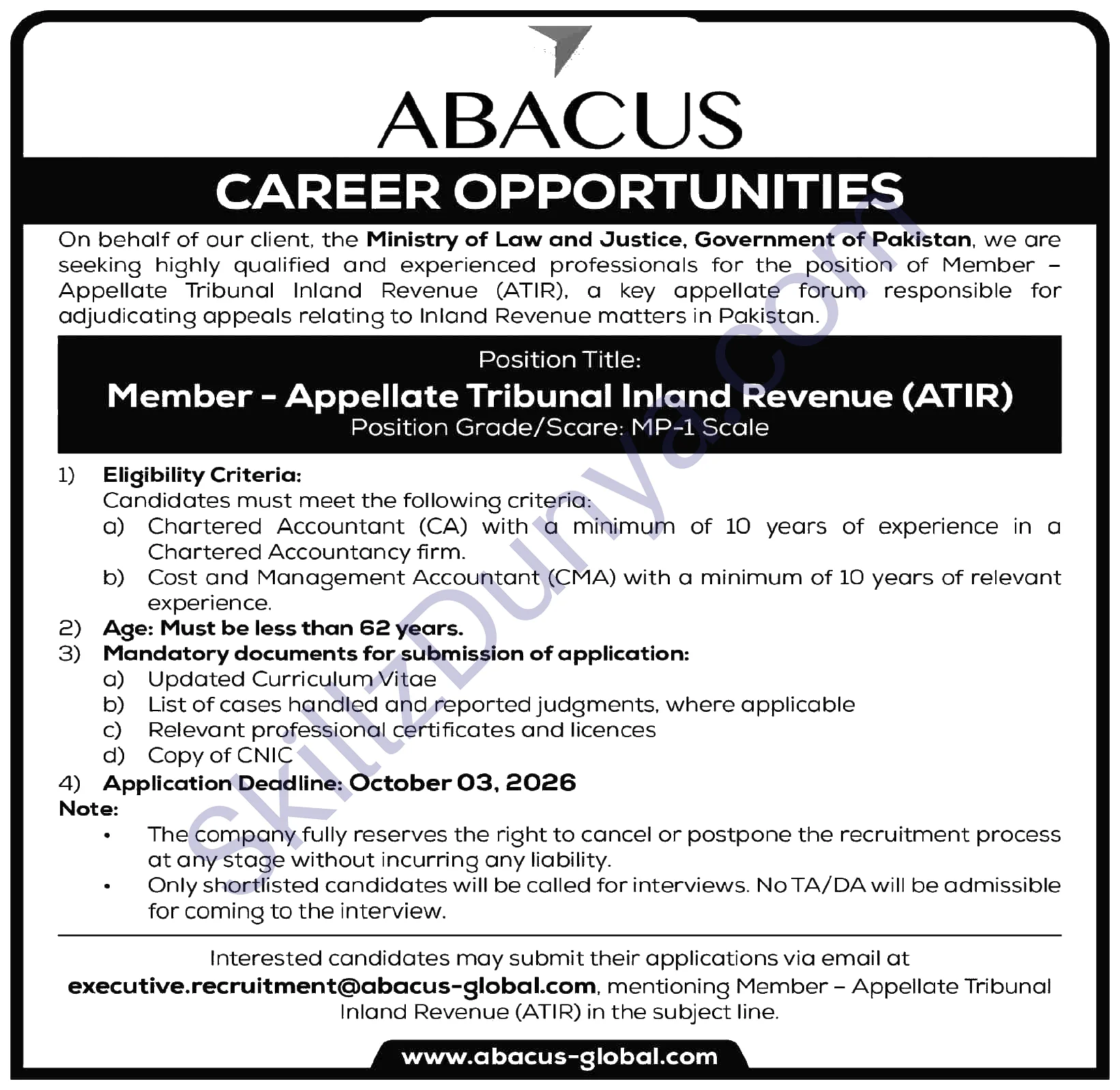 Ministry Of Law And Justice — Ministry of Law and Justice Jobs 2026 Pakistan