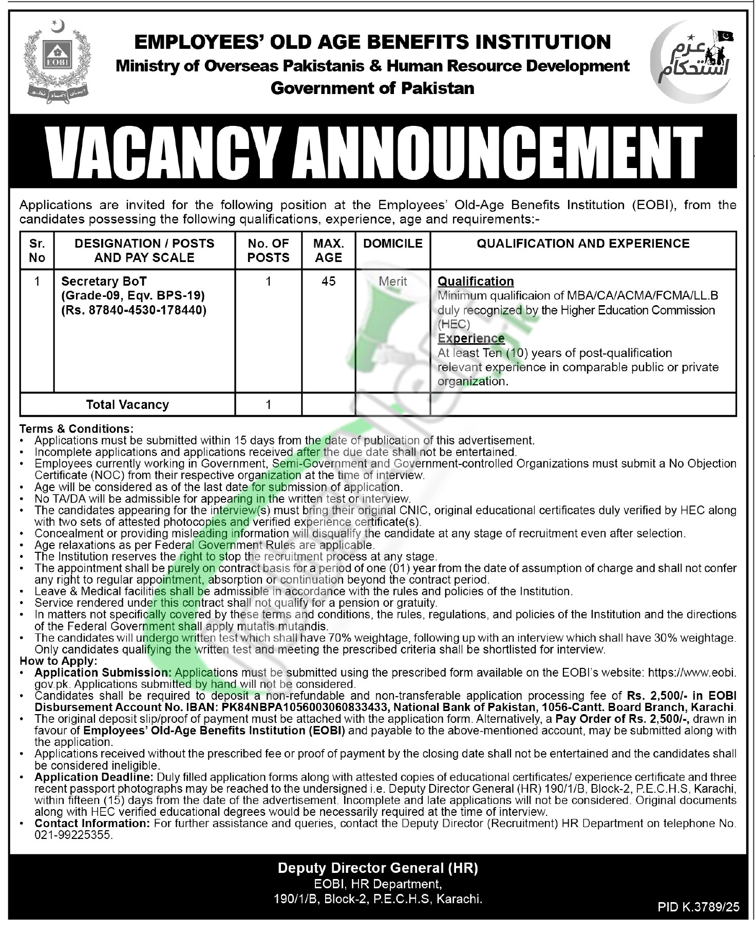 Ministry Of Overseas Pakistani Hrd — Ministry of Overseas Pakistani & HRD Jobs 2026 Pakistan