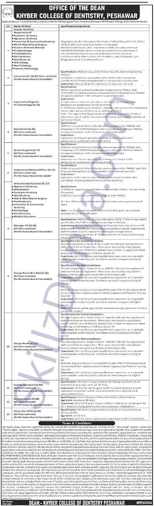 MTI KICH Jobs 2026 — Attendant, Security Guard & 3 More Posts — Official Newspaper Advertisement | SkillzDunya