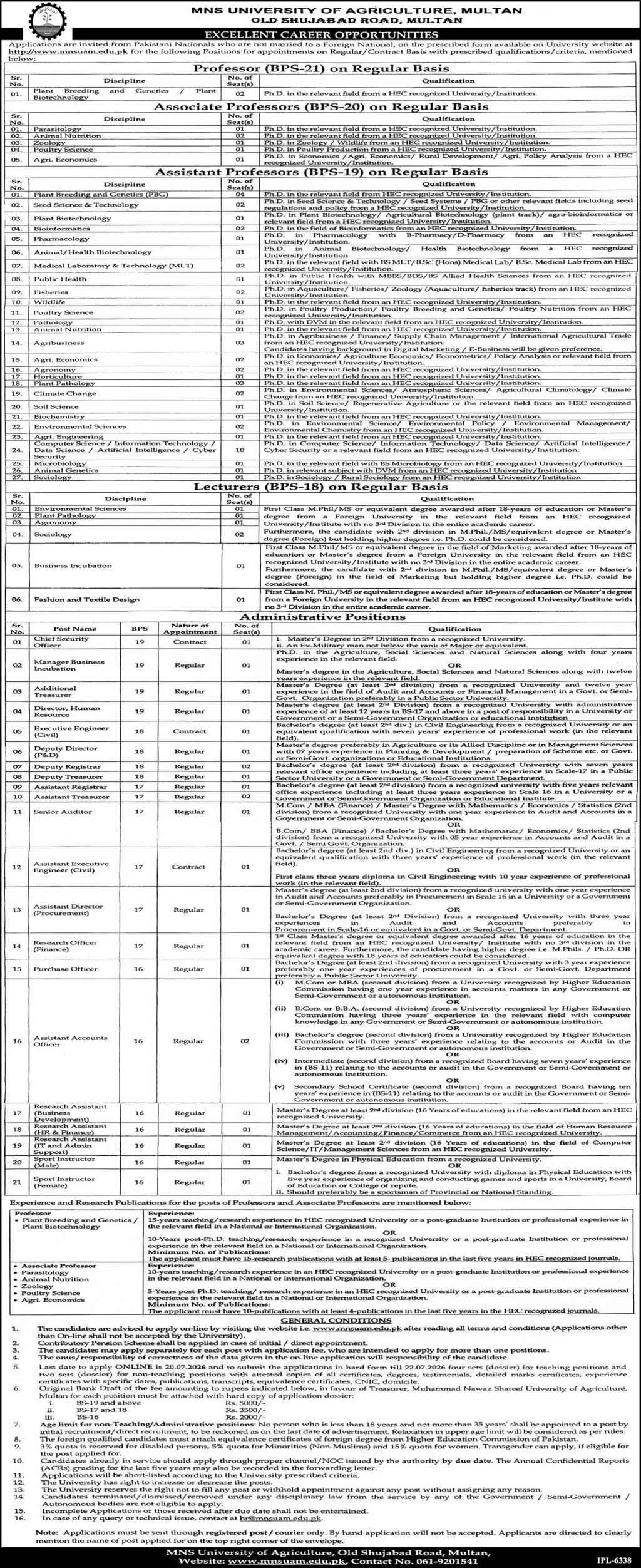 Muhammad Nawaz Shareef University Jobs 2026 2026 — Official Newspaper Advertisement | SkillzDunya