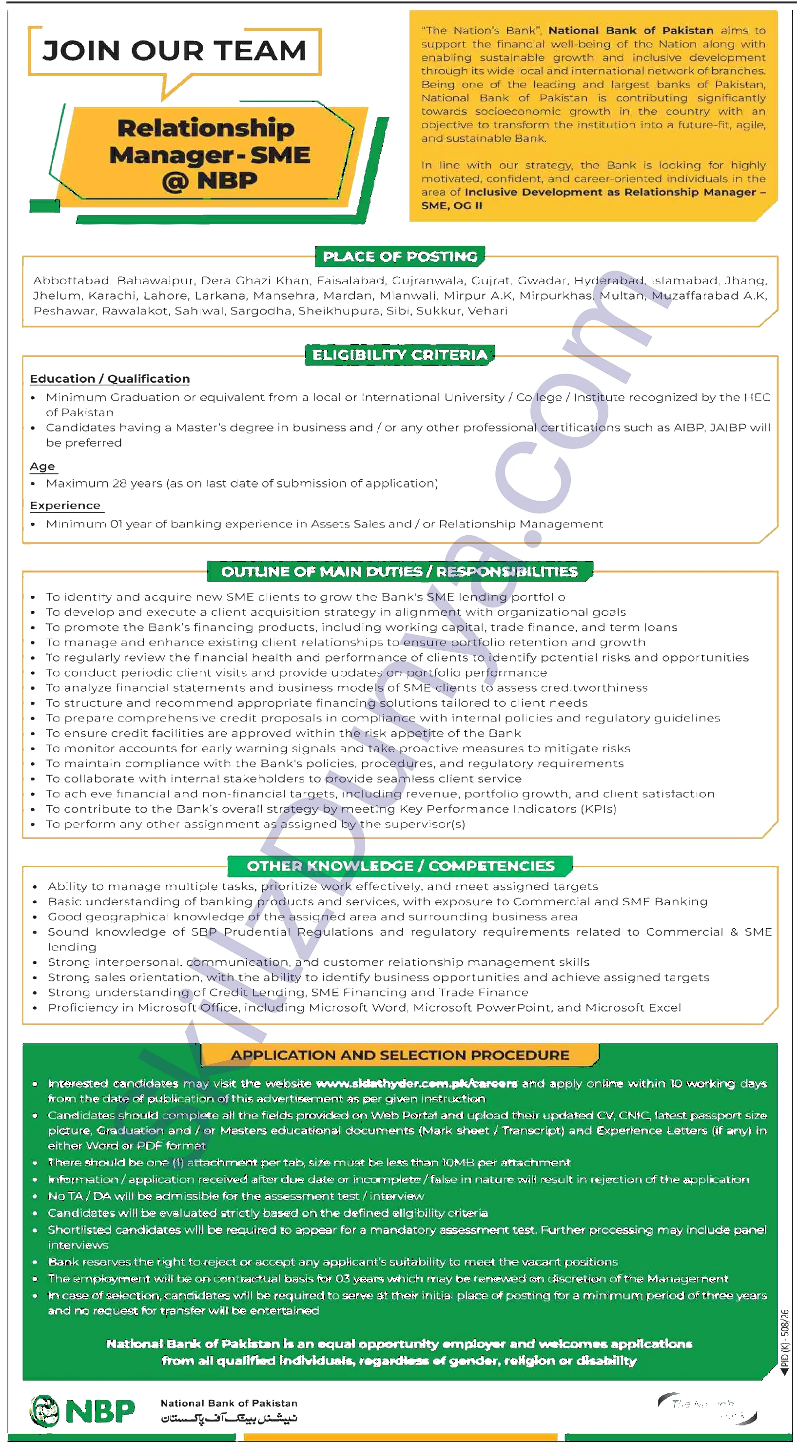 National Bank of Pakistan (NBP) Jobs 2026 — Official Newspaper Advertisement | SkillzDunya