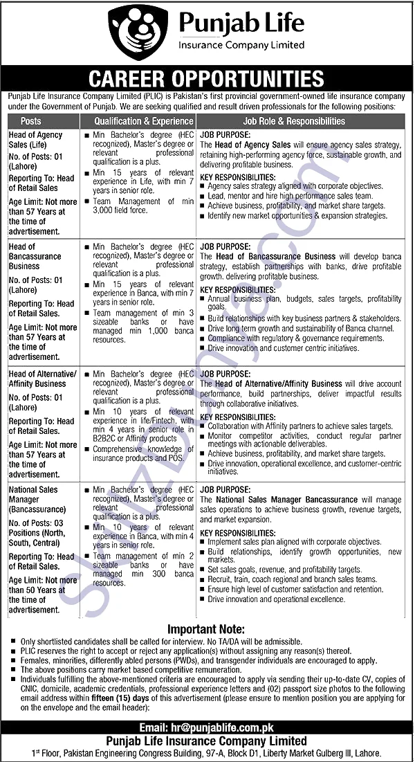 National Insurance Company Ltd (NICL) Jobs 2026 — Sales Managers, Lahore — Official Newspaper Advertisement | SkillzDunya