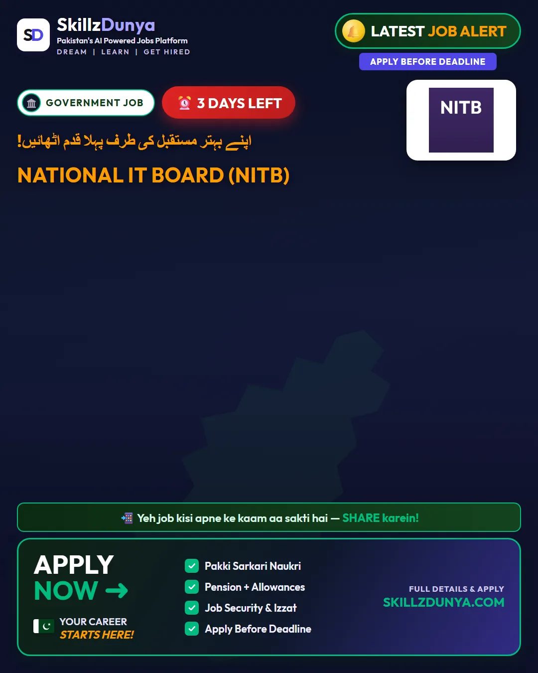 National IT Board (NITB) Jobs 2026 — Director AI Discovery (NITS-3), Director Solutions (NITS-3) — Official Newspaper Advertisement | SkillzDunya