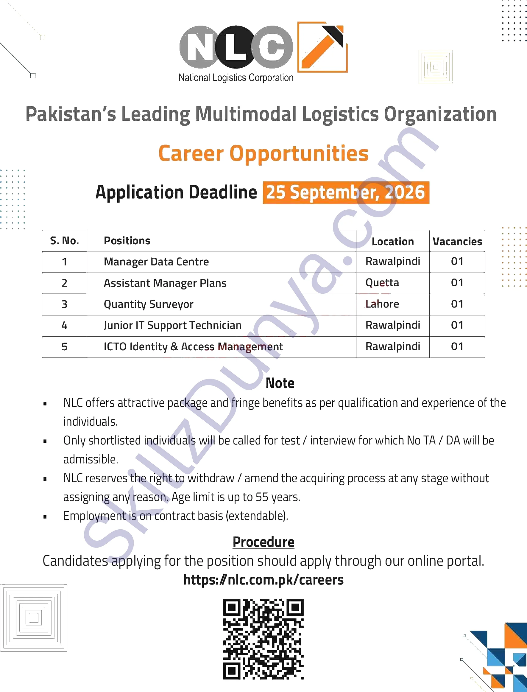 National Logistics Corporation (NLC) Jobs 2026 — Official Newspaper Advertisement | SkillzDunya