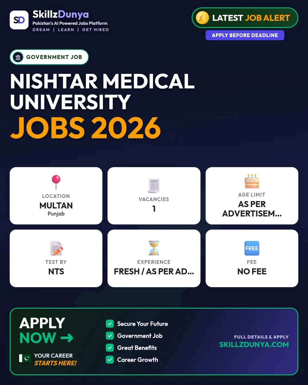 Nishtar Medical University Jobs 2026 — Official Newspaper Advertisement | SkillzDunya