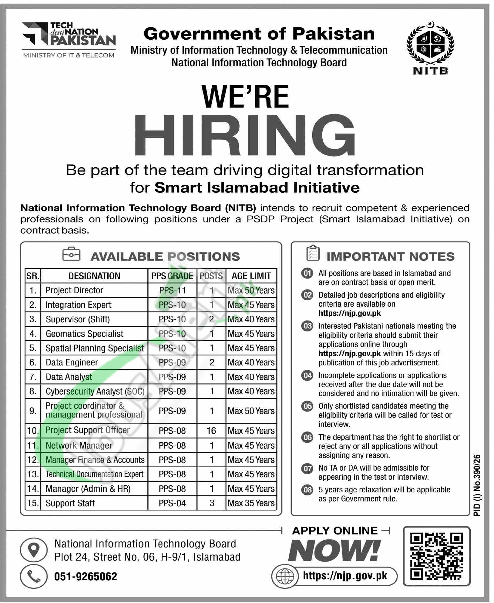 PTA — Nitb Add Islamabad Jobs 2026 — Project Support Officer Pakistan