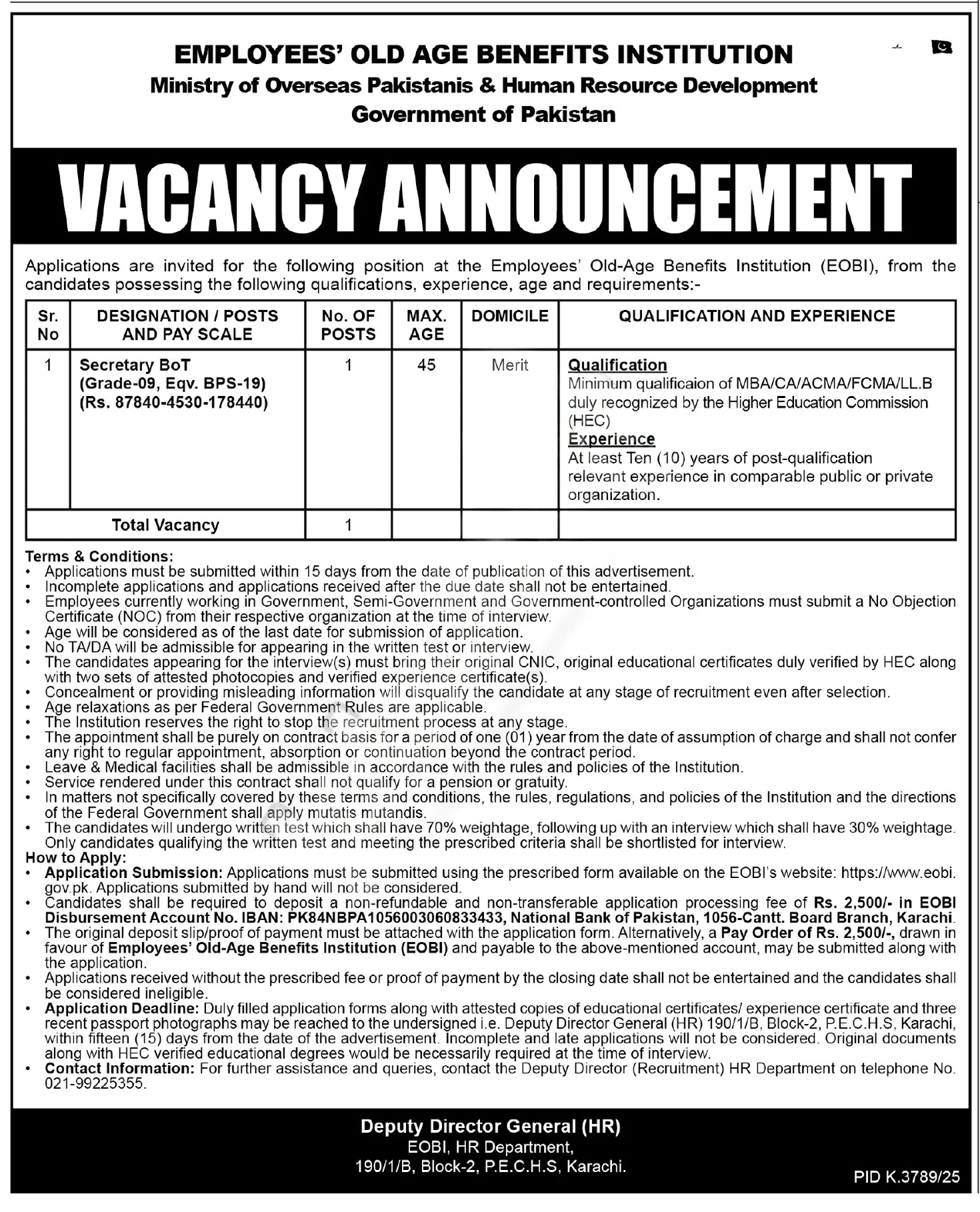 Official Department — Ministry of Overseas Pakistani & HRD Jobs 2026 Pakistan 2026
