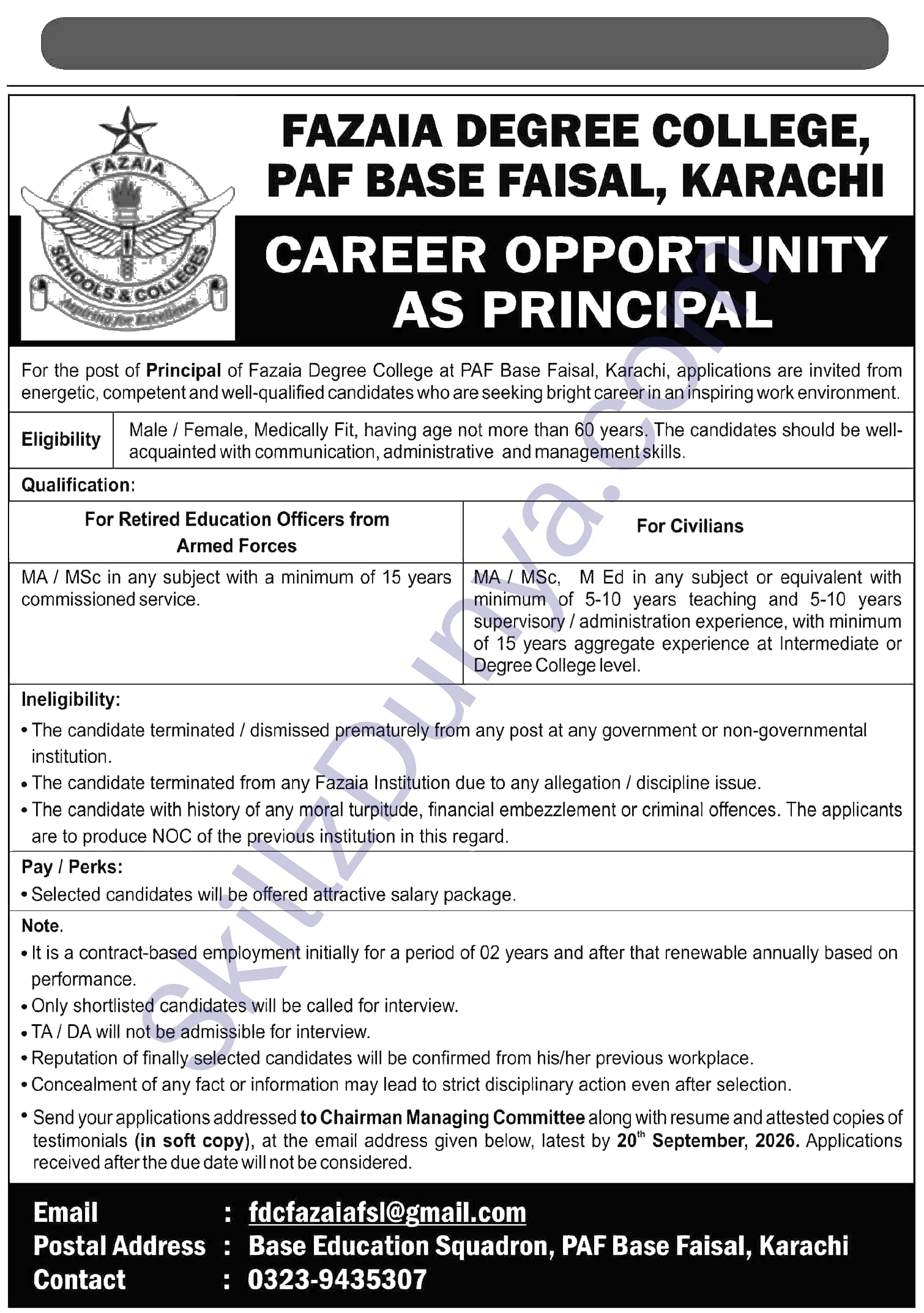 (PAF) Karachi Jobs 2026 — Official Newspaper Advertisement | SkillzDunya
