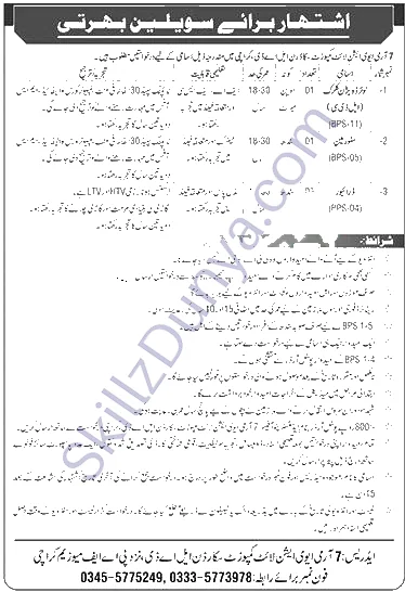 7 Army Aviation Light Composite Squadron Lad — 7 Army Aviation Light Composite Squadron LAD Karachi Jobs 2026 — Driver, Lower Division Clerk (LDC), Storeman Pakistan