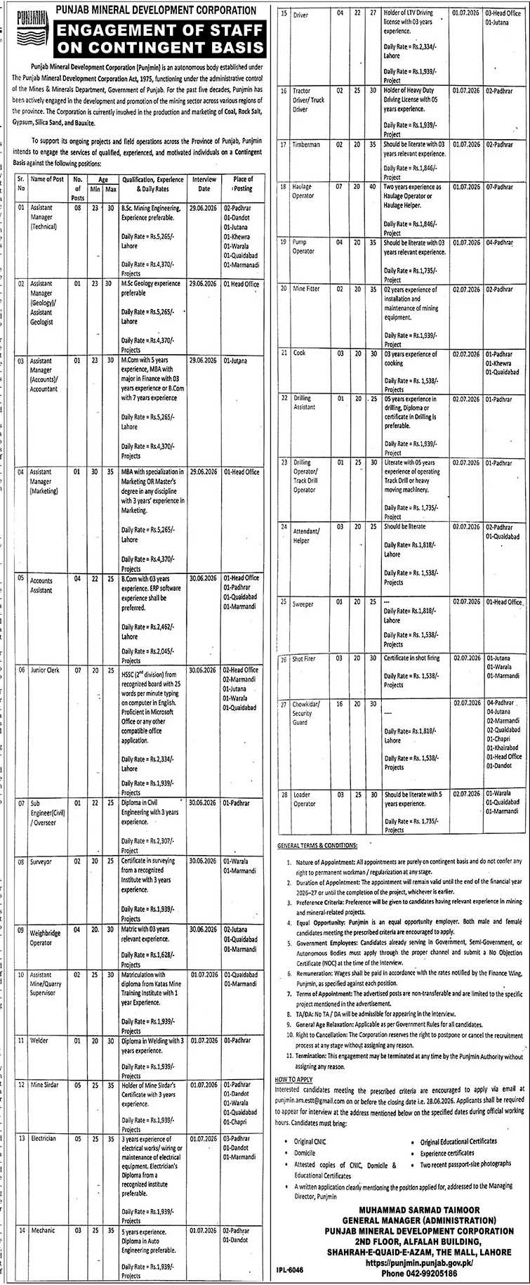 Pakistan Mineral Development Corporation (PMDC) Jobs 2026 2026 — Official Newspaper Advertisement | SkillzDunya