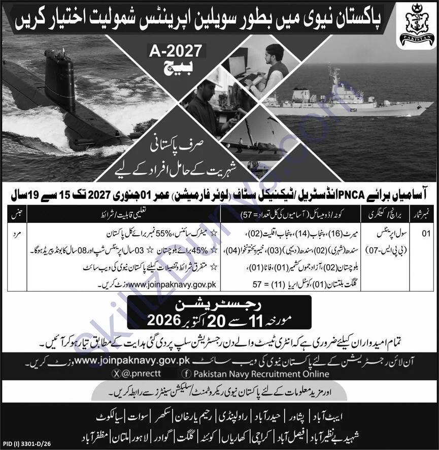 Pakistan Navy Civilian — Pakistan Navy Civilian Islamabad Jobs 2026 — Civil Apprentice Pakistan