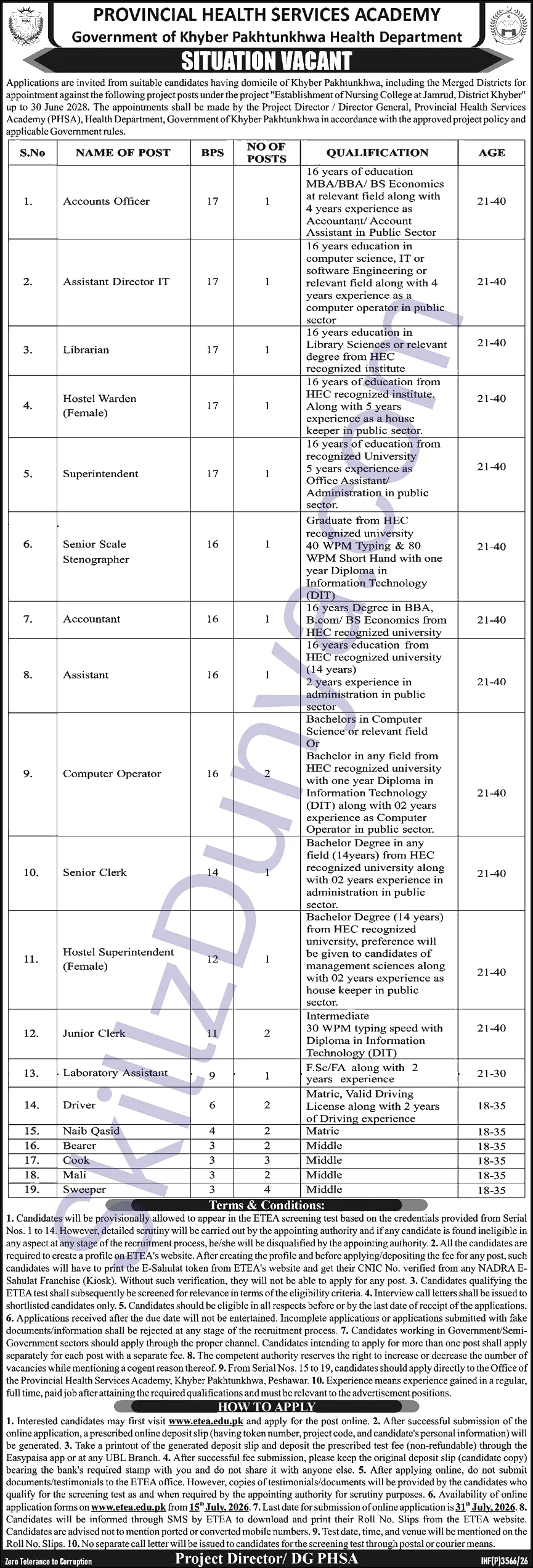 PHSA Jobs 2026 — Sweeper, Cook & 17 More Posts — Official Newspaper Advertisement | SkillzDunya
