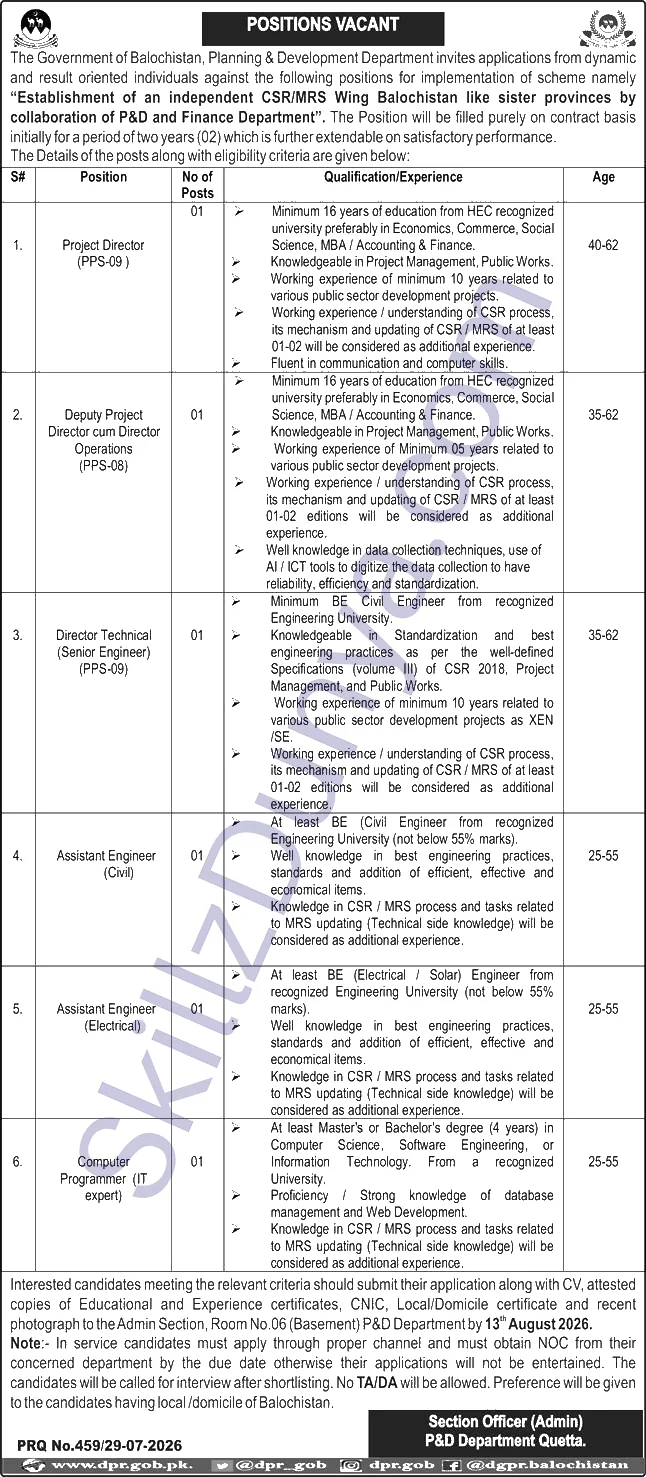 Planning and Development Department Jobs 2026 — Engineers, Directors — Official Newspaper Advertisement | SkillzDunya