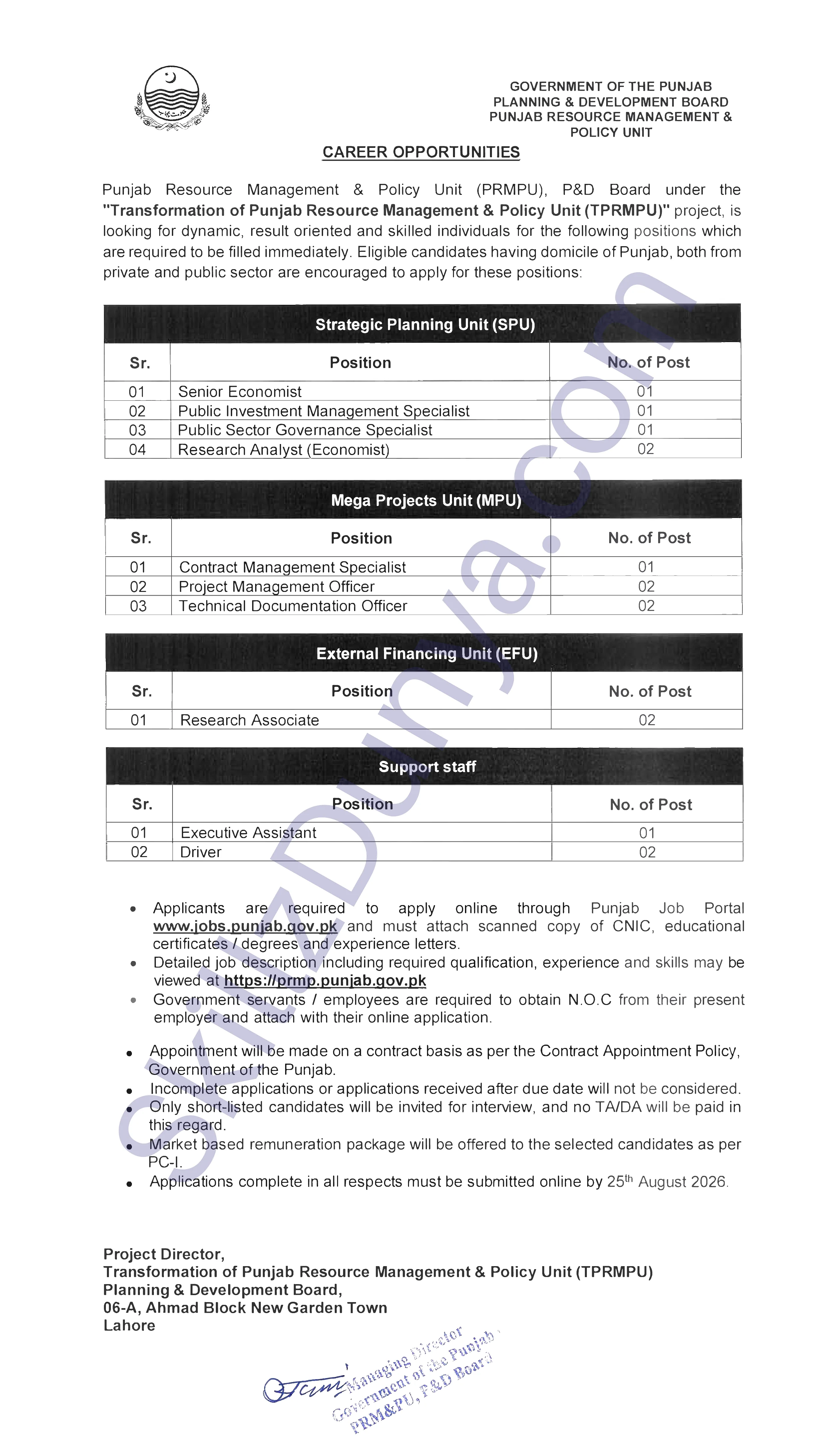 Planning and Development Department Lahore Jobs 2026 — Research Analyst, Research Associate & 8 More Posts — Official Newspaper Advertisement | SkillzDunya