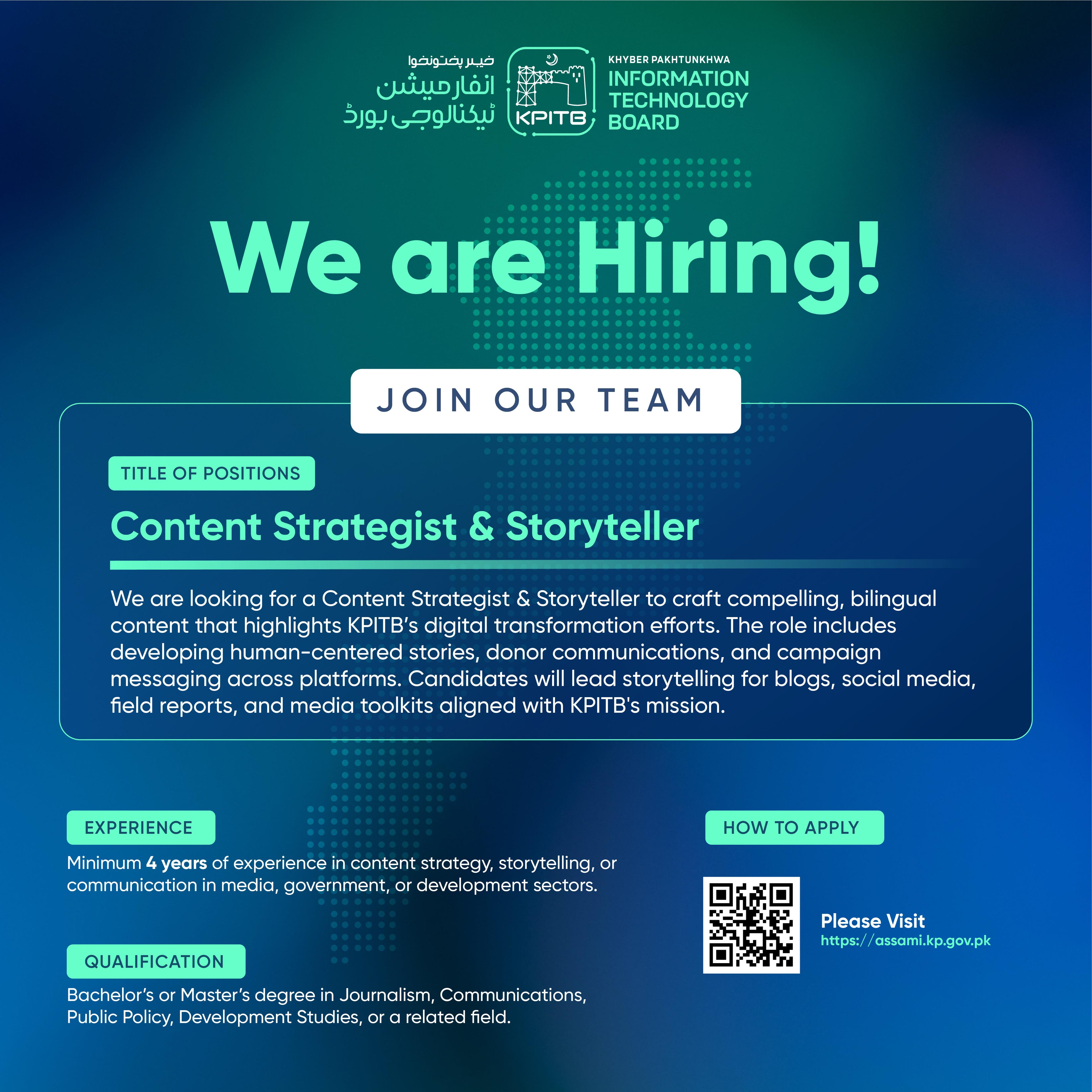 Powered By Khyber Pakhtunkhwa Jobs 2026 — Content Strategist & Storyteller — Official Newspaper Advertisement | SkillzDunya
