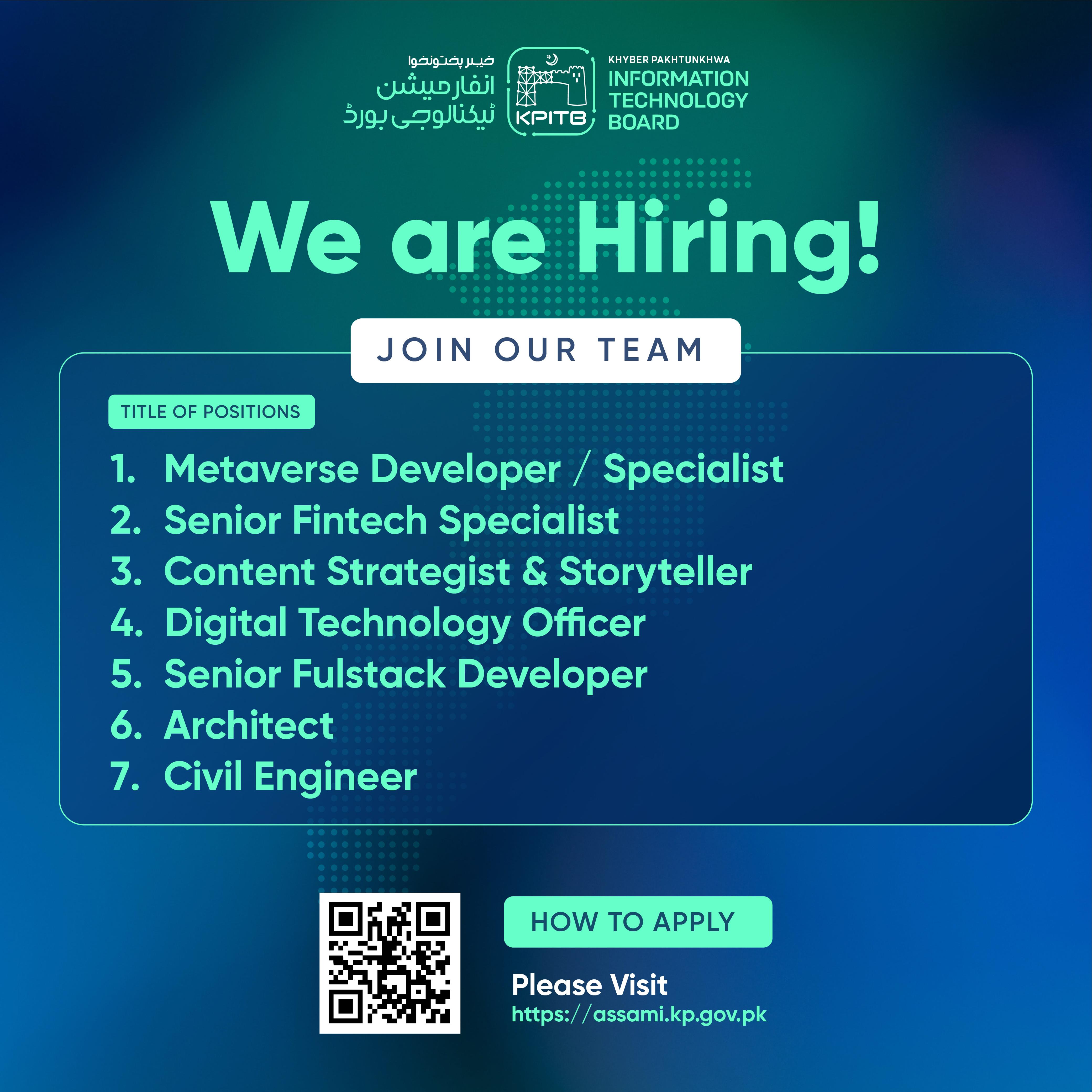 Powered By Khyber Pakhtunkhwa Jobs 2026 — Metaverse Developer / Specialist, Senior Fintech Specialist, Content Strategist & Storyteller — Official Newspaper Advertisement | SkillzDunya