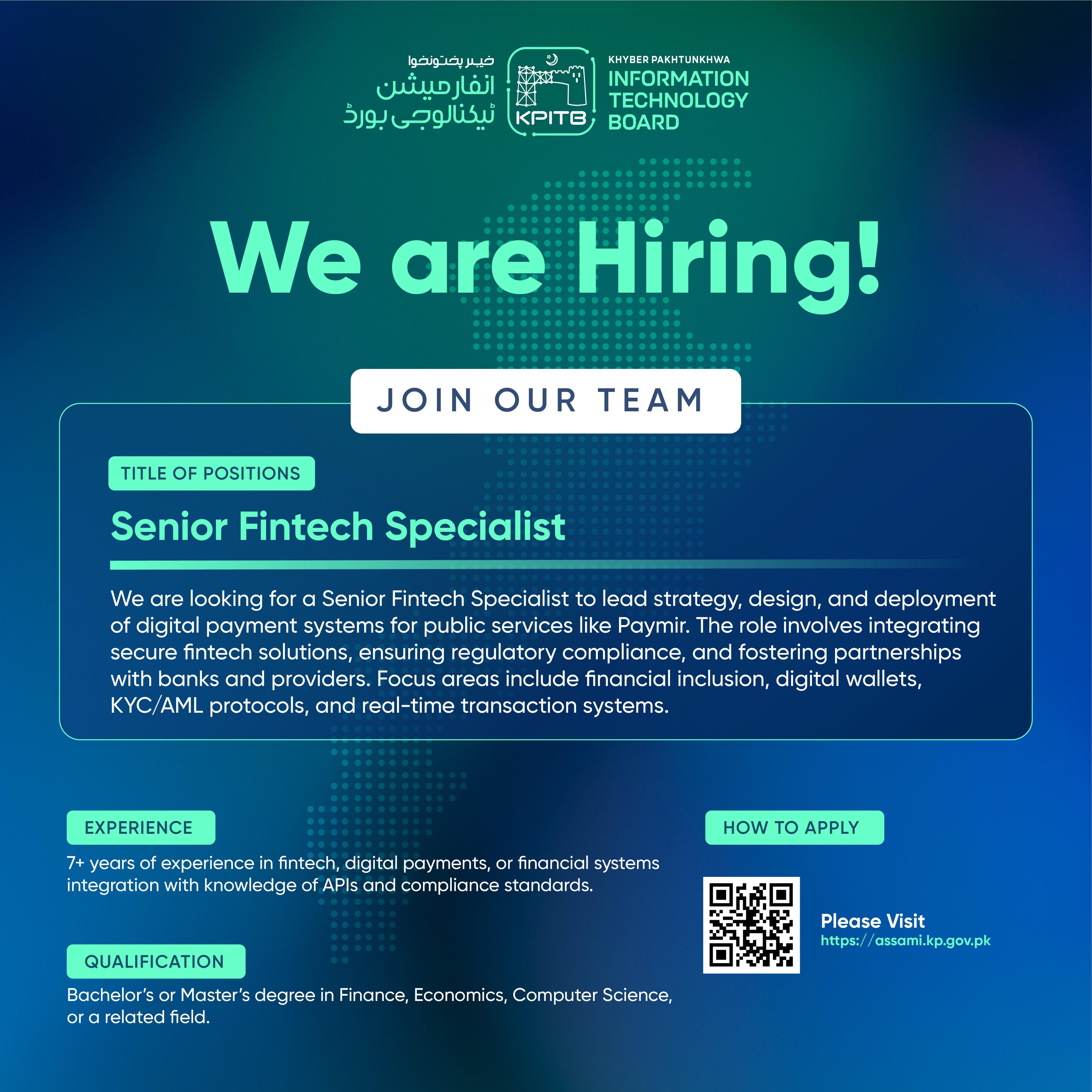 Powered By Khyber Pakhtunkhwa Jobs 2026 — Senior Fintech Specialist — Official Newspaper Advertisement | SkillzDunya