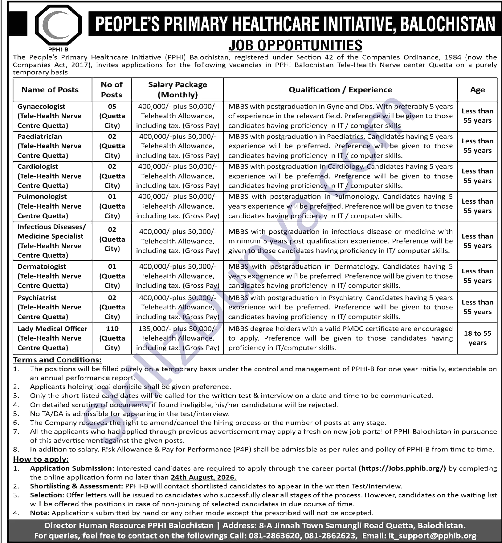People’s Primary Healthcare Initiative (PPHI) Jobs 2026 — Medical Specialists — Official Newspaper Advertisement | SkillzDunya