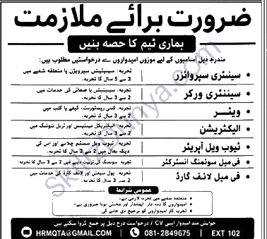 Private Company Jobs 2026 — سينثرى وركر, ويشر & 5 More Posts — Official Newspaper Advertisement | SkillzDunya