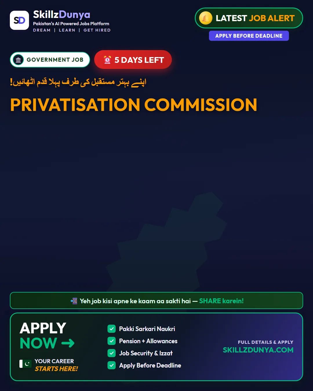 Privatisation Commission — Privatisation Commission Jobs 2026 — Consultant Transactions (G-3), Consultant Transactions (G-2) & 12 More Posts Pakistan