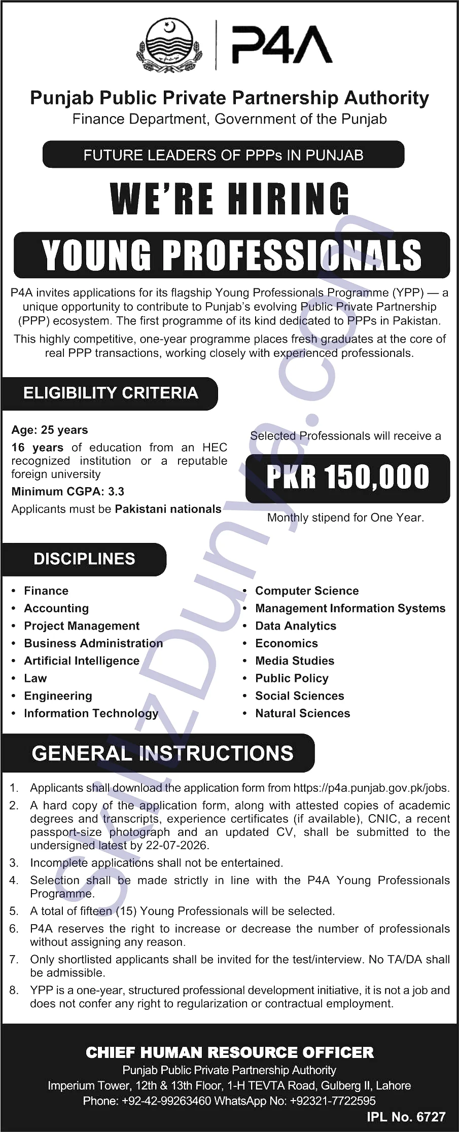 P3A — Public Private Partnership Authority (P3A) Jobs 2026 Pakistan 2026